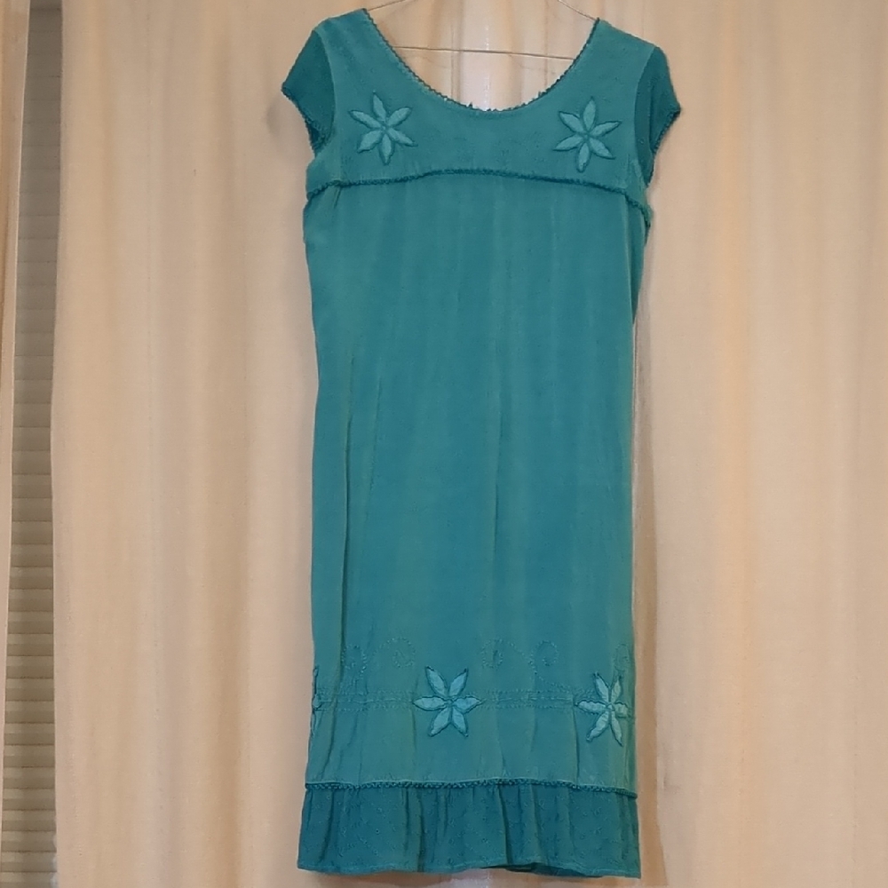 Sakkas Blue Sheath Midi Dress with Cap Sleeves